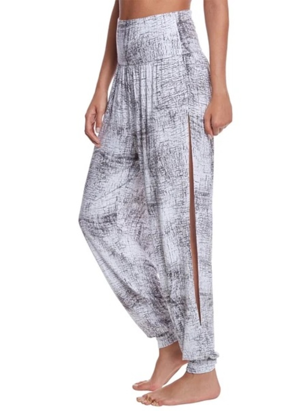 Alo Yoga Intention Printed Gray & White Side Slits High Waisted Pants